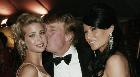 Donald Trump kisses Ivanka while standing with Melania.