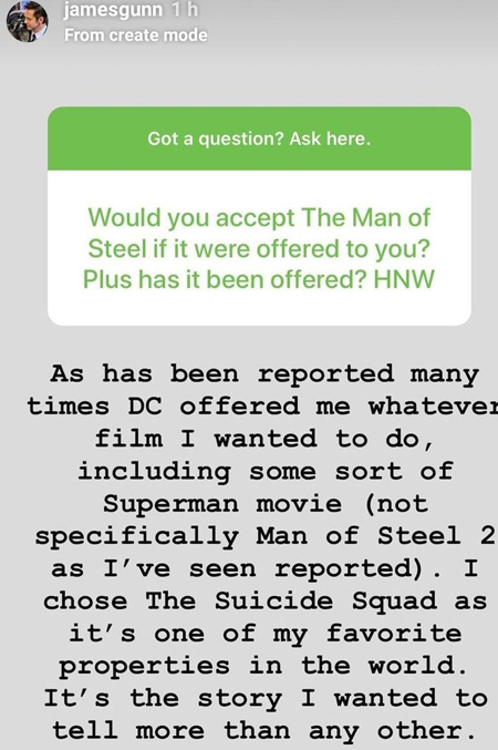 James Gunn talks about being offered the Superman movie, during a Q&A session.