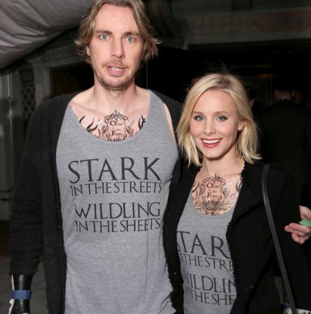 Kristen Bell and Dax Shepard matching tats in Game of Throne sixth sequel premiere.